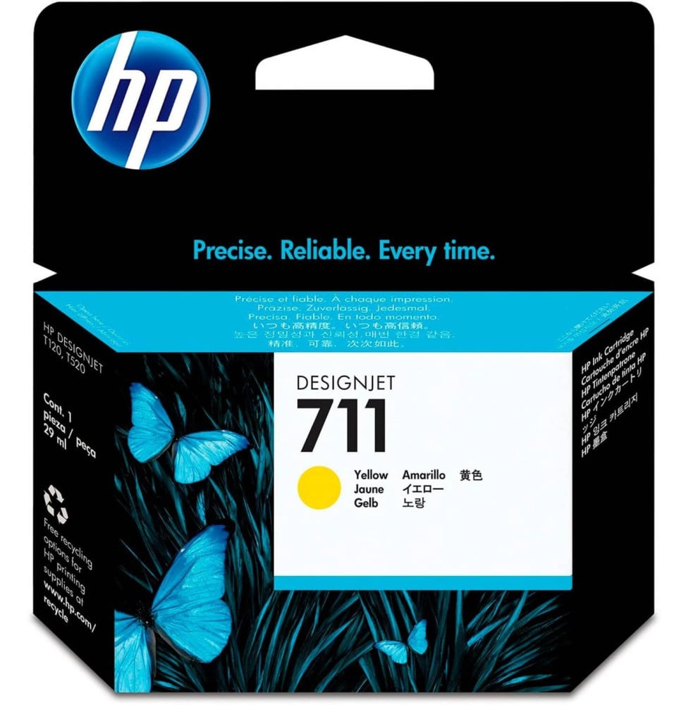 HP 711 JAUNE - CARTOUCHE D'ENCRE HP D'ORIGINE (CZ132A)
