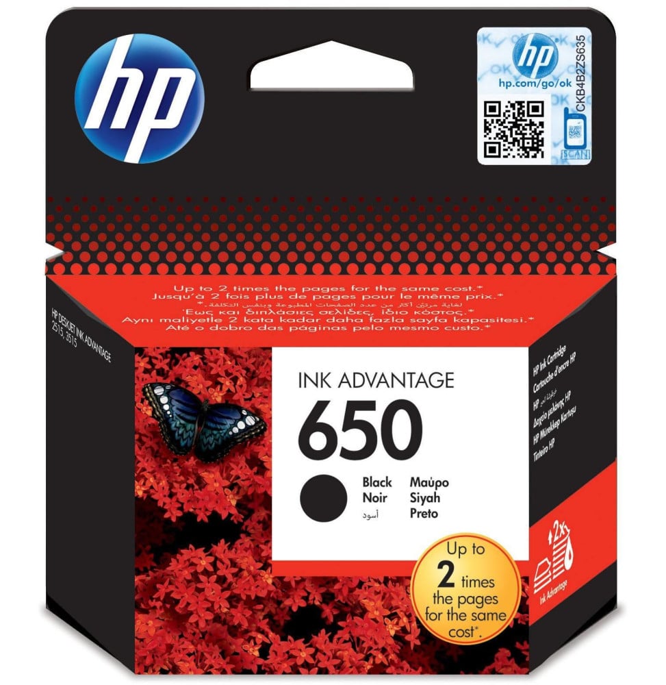 HP 650 NOIR - CARTOUCHE D'ENCRE HP D'ORIGINE (CZ101AE)