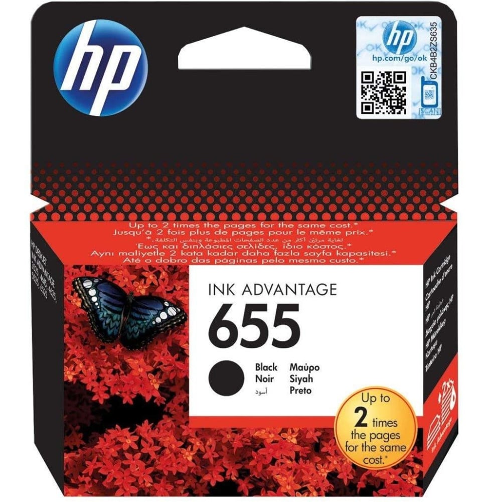HP 655 NOIR - CARTOUCHE D'ENCRE HP D'ORIGINE (CZ109AE)