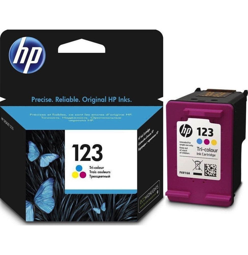 HP 123 TROIS COULEURS - CARTOUCHE D'ENCRE HP D'ORIGINE (F6V16AE)