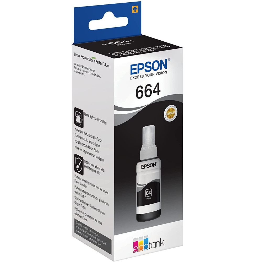 EPSON 664 BK (T6641) NOIR - BOUTEILLE D'ENCRE EPSON D'ORIGINE (C13T66414A)