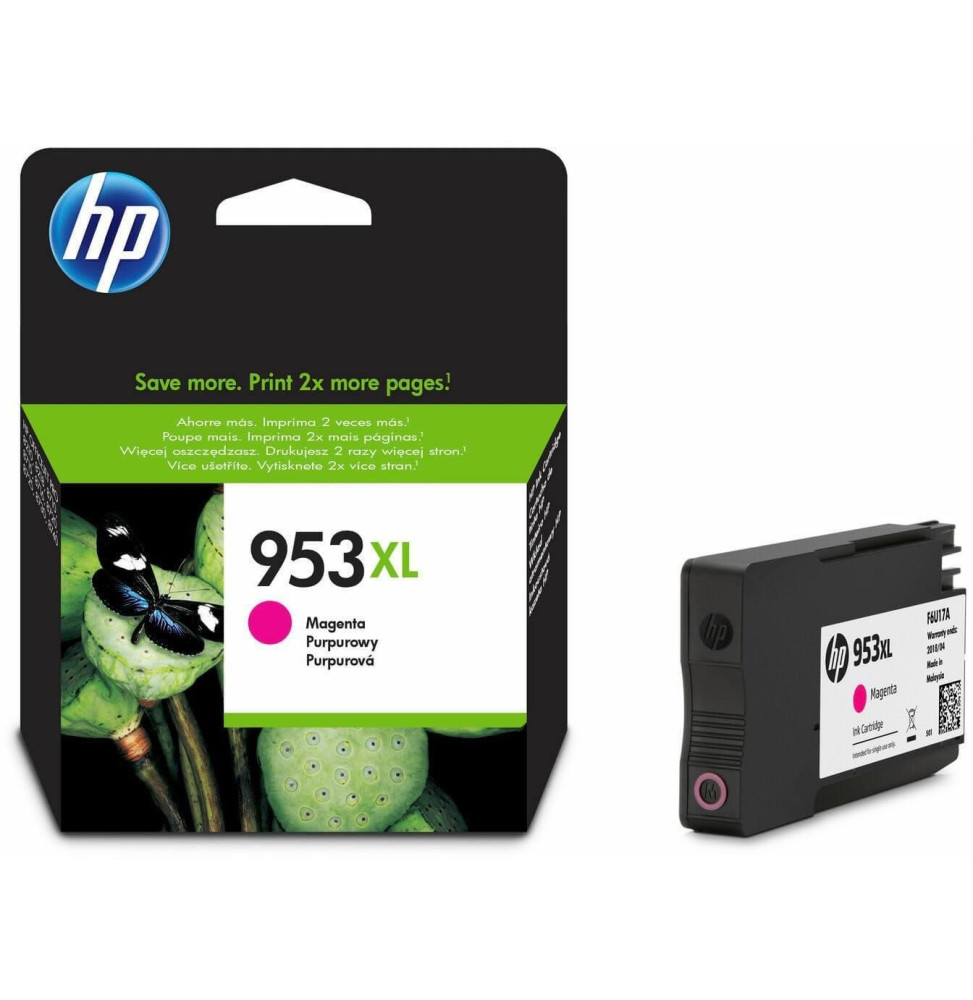 HP 953XL MAGENTA - CARTOUCHE D'ENCRE GRANDE CAPACITÉ HP D'ORIGINE (F6U17AE)