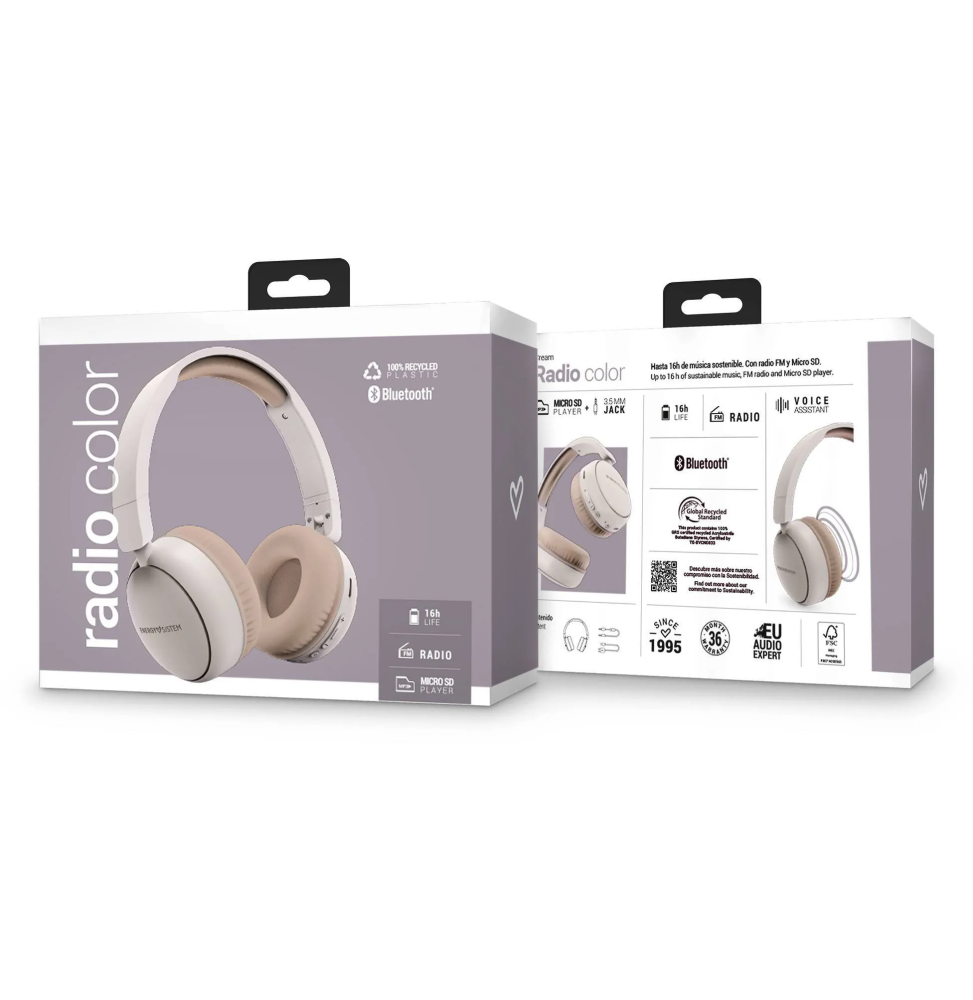 CASQUE BLUETOOTH ENERGY SISTEM RADIO COLOR AVEC RADIO FM CREAM (457694)