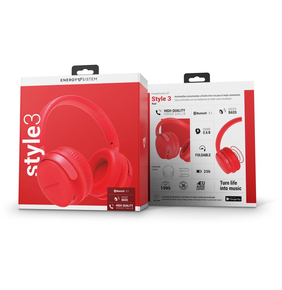 CASQUE BLUETOOTH ENERGY SISTEM STYLE 3 - ROUGE (453061)