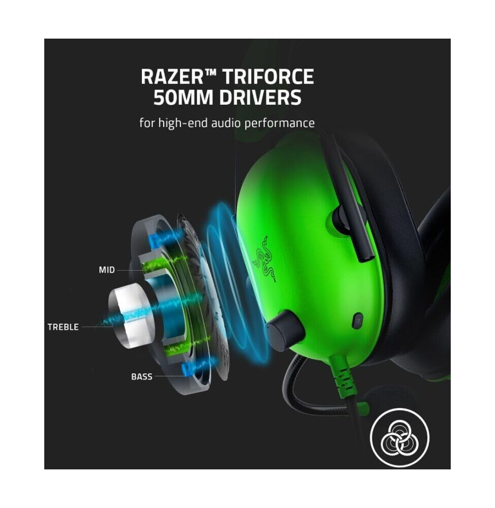 CASQUE GAMING RAZER BLACKSHARK V2 X VERT - JACK 3.5 MM (RZ04-03240600-R3M1)