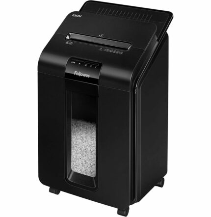 DESTRUCTEUR FELLOWES AUTOMAX™ 100M — SÉCURITÉ P-5 · 23 L · CHARGEUR AUTO 100 FEUILLES