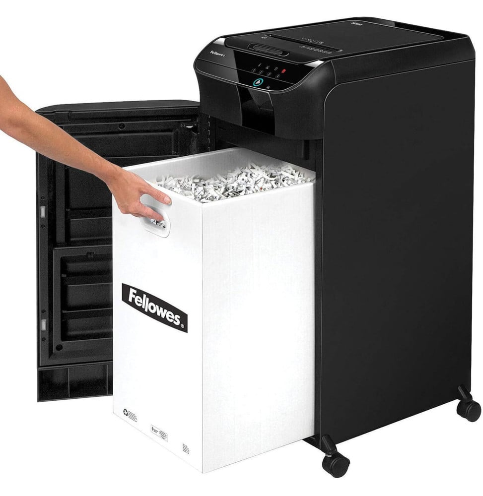 DESTRUCTEUR FELLOWES AUTOMAX™ 550C — SÉCURITÉ P-4 · 83 L · CHARGEUR AUTO 550 FEUILLES