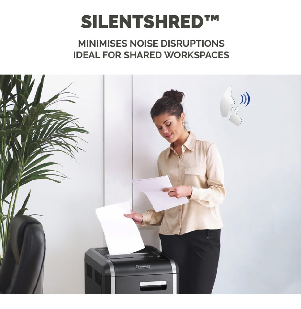 DESTRUCTEUR FELLOWES POWERSHRED® 325CI — SÉCURITÉ P-4 · 83 L · 24 FEUILLES/PASSAGE
