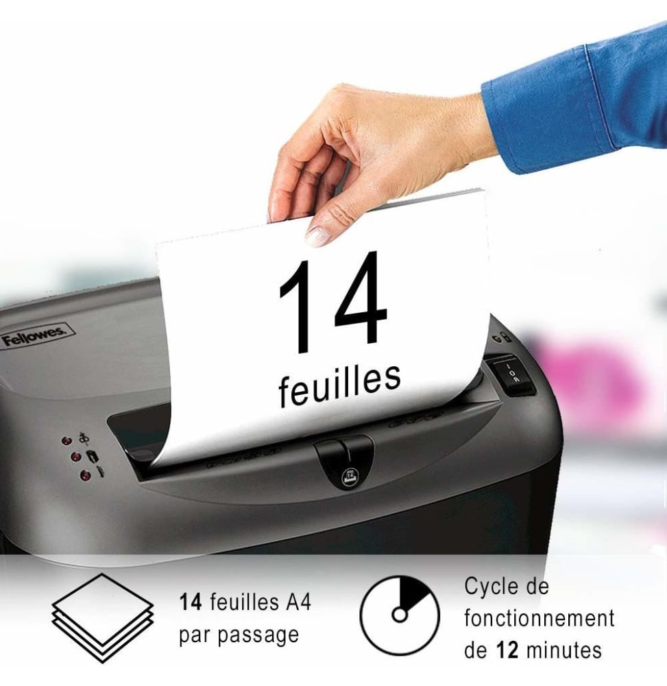 DESTRUCTEUR FELLOWES POWERSHRED® 70S — SÉCURITÉ P-2 · 27 L · 14 FEUILLES/PASSAGE
