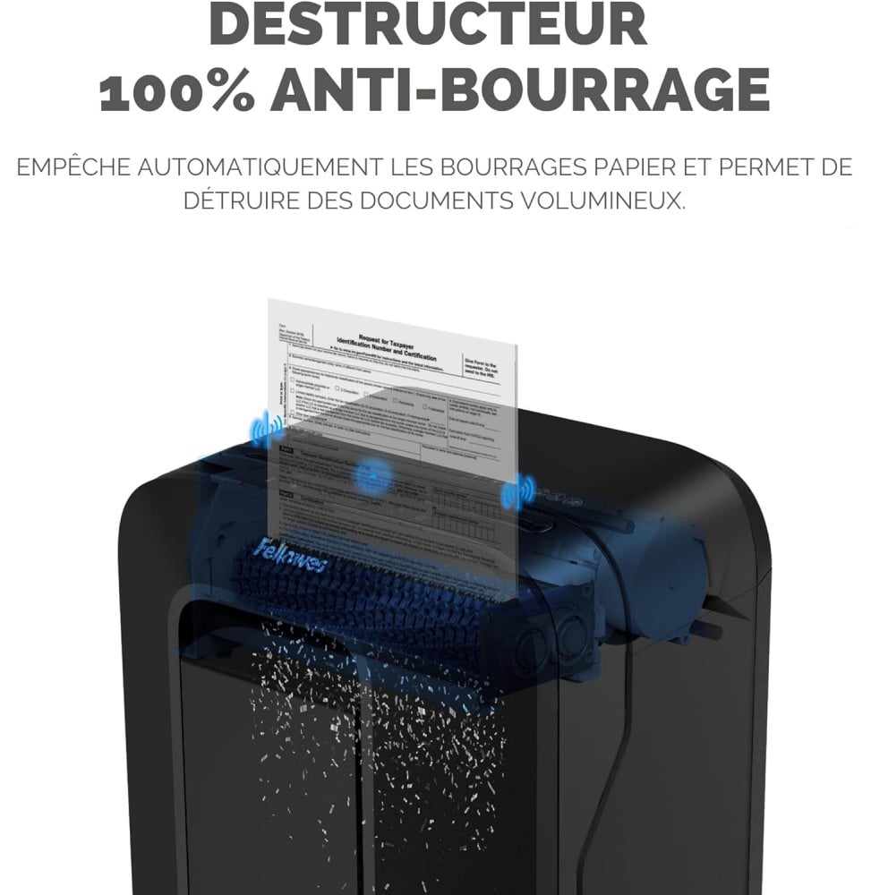 DESTRUCTEUR FELLOWES POWERSHRED® LX200 — SÉCURITÉ P-4 · 22 L · 12 FEUILLES/PASSAGE