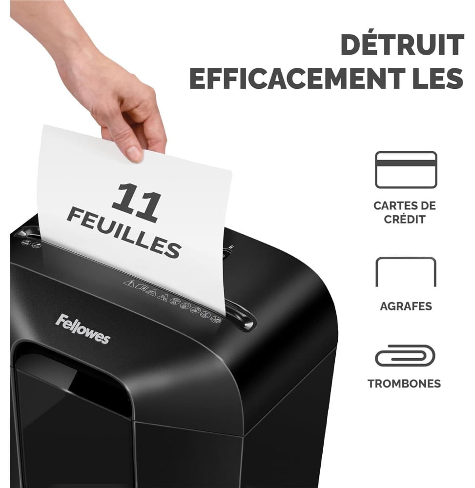 DESTRUCTEUR FELLOWES POWERSHRED® LX70 — SÉCURITÉ P-4 · 18 L · 11 FEUILLES/PASSAGE