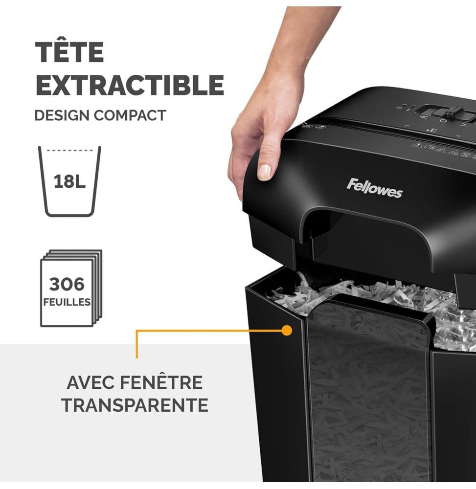 DESTRUCTEUR FELLOWES POWERSHRED® LX70 — SÉCURITÉ P-4 · 18 L · 11 FEUILLES/PASSAGE