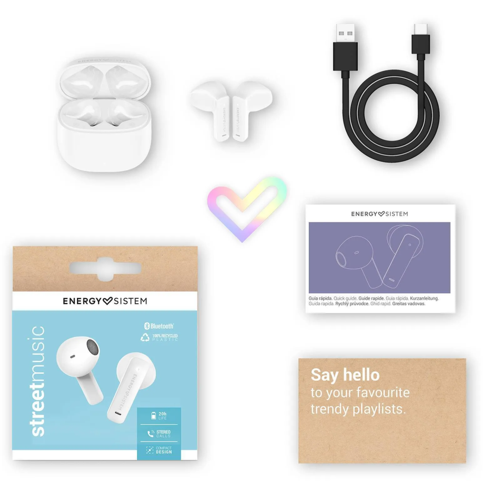 ÉCOUTEURS BLUETOOTH ENERGY SISTEM ÉCOUTEURS BLUETOOTH STREETMUSIC - BLANC (458950)