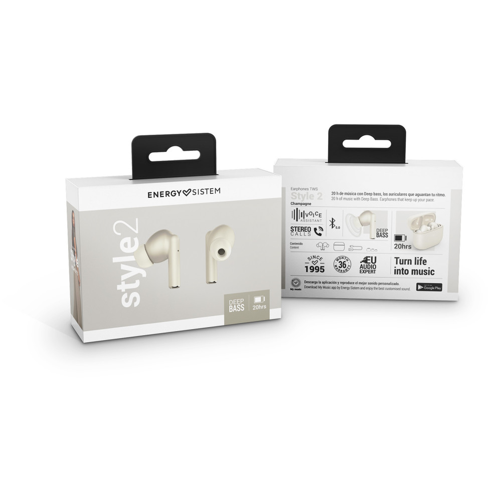 ÉCOUTEURS BLUETOOTH ENERGY SISTEM STYLE 2 TRUE WIRELESS - CHAMPAGNE (453160)