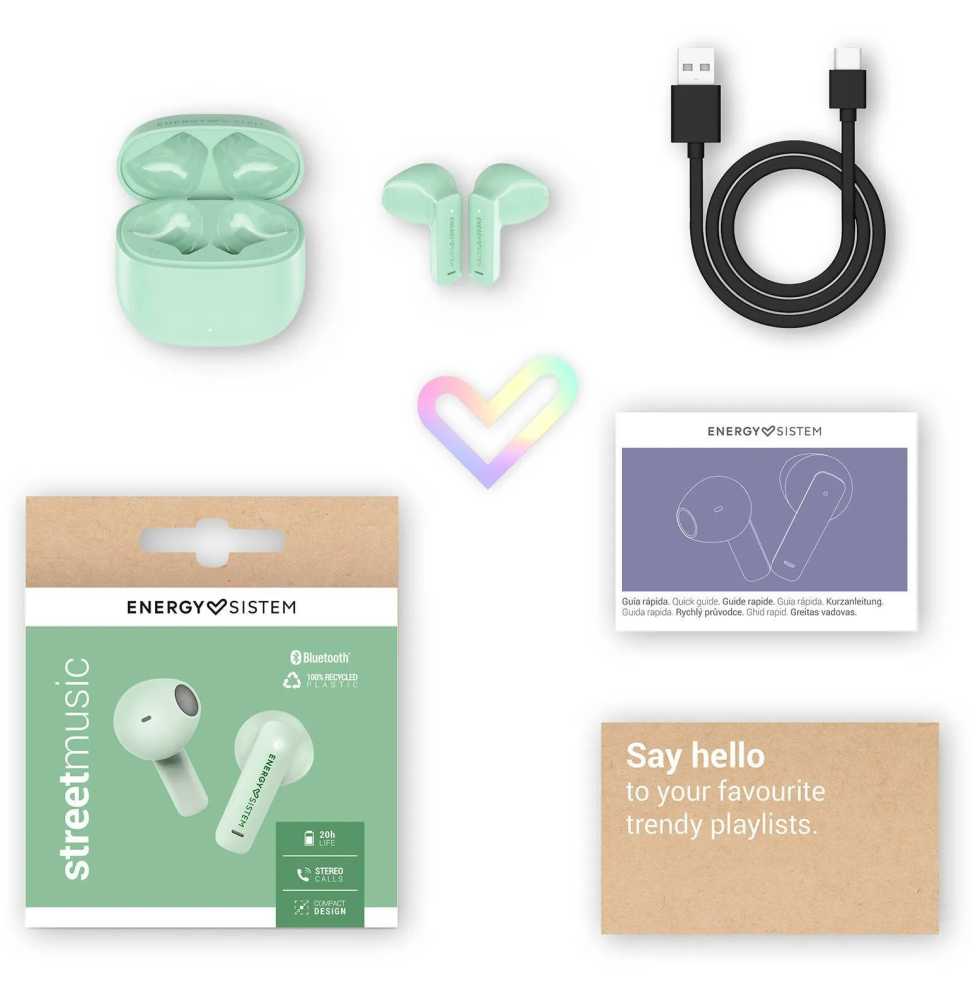ÉCOUTEURS BLUETOOTH ENERGY SISTEM TRUE WIRELESS STREETMUSIC MINT (459216)
