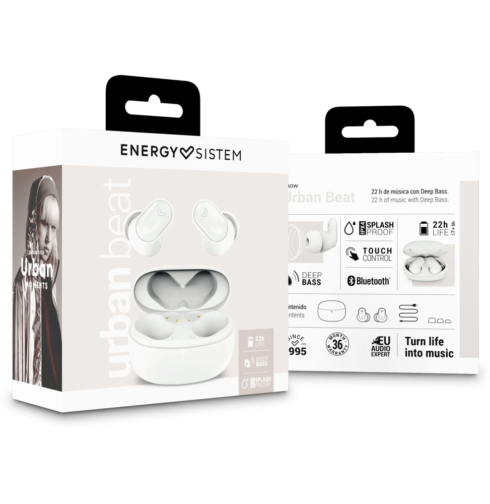ÉCOUTEURS BLUETOOTH ENERGY SISTEM TRUE WIRELESS URBAN BEAT SNOW (455256)