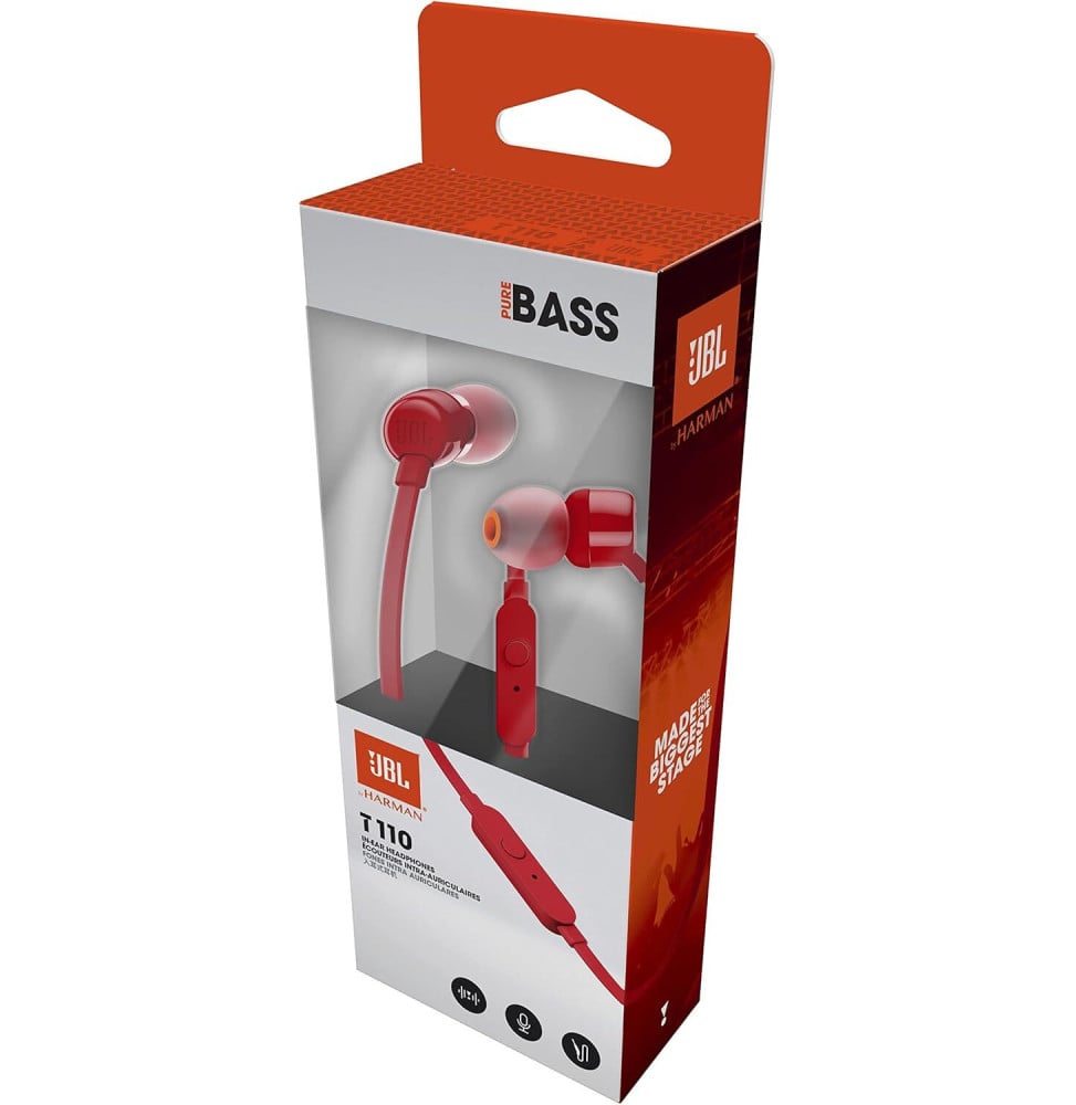ÉCOUTEURS JBL TUNE 110 INTRA-AURICULAIRE ROUGE (JBLT110RED)