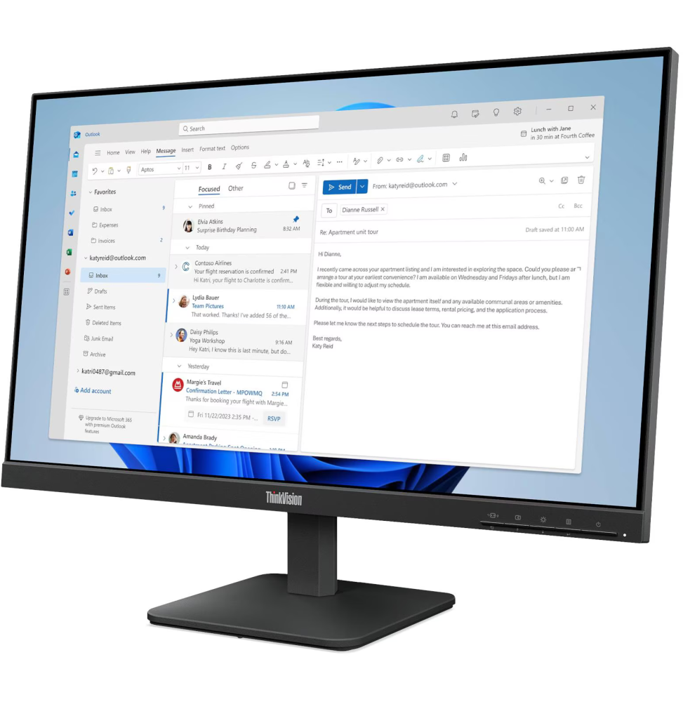 ÉCRAN PLAT 24" LENOVO THINKVISION S24-4E (64B5KAT1EU)
