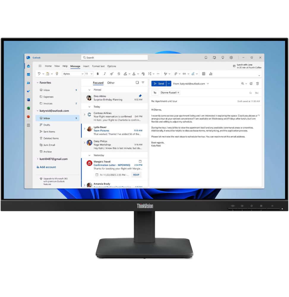 ÉCRAN PLAT 24" LENOVO THINKVISION S24-4E (64B5KAT1EU)