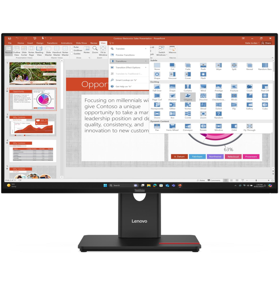 ÉCRAN PLAT 27" LENOVO THINKVISION T27-40 (64A5MAT6EU)