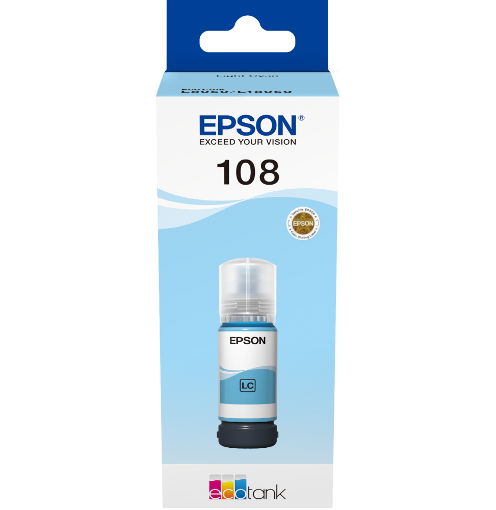 EPSON 108 CYAN CLAIR - BOUTEILLE D'ENCRE EPSON ECOTANK D'ORIGINE (C13T09C54A)