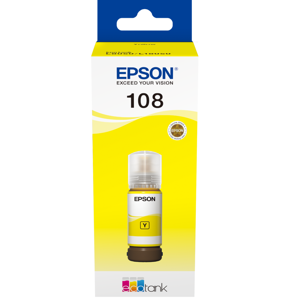 EPSON 108 JAUNE - BOUTEILLE D'ENCRE EPSON ECOTANK D'ORIGINE (C13T09C44A)