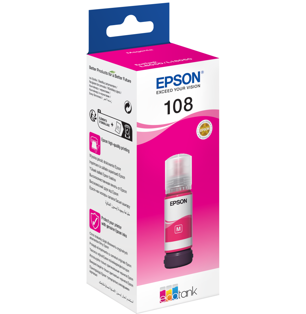 EPSON 108 MAGENTA - BOUTEILLE D'ENCRE EPSON ECOTANK D'ORIGINE (C13T09C34A)