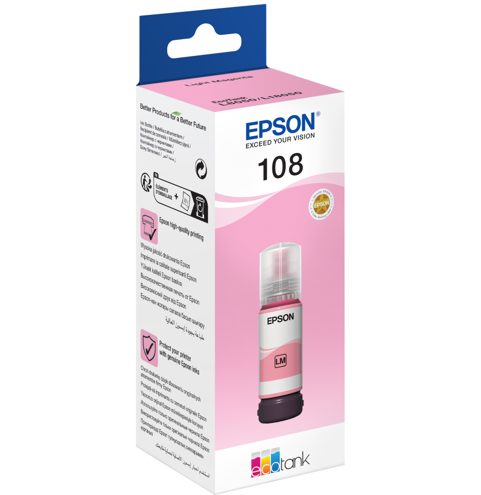 EPSON 108 MAGENTA CLAIR - BOUTEILLE D'ENCRE EPSON ECOTANK D'ORIGINE (C13T09C64A)