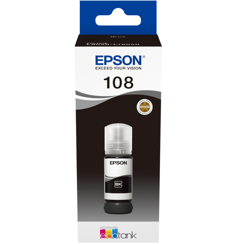 EPSON 108 NOIR - BOUTEILLE D'ENCRE EPSON ECOTANK D'ORIGINE (C13T09C14A)