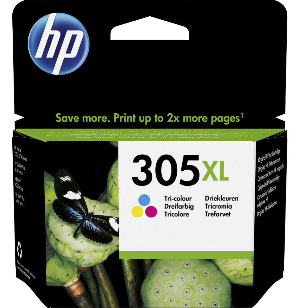 HP 305XL TROIS COULEURS - CARTOUCHE D'ENCRE GRANDE CAPACITÉ HP D'ORIGINE (3YM63AE)