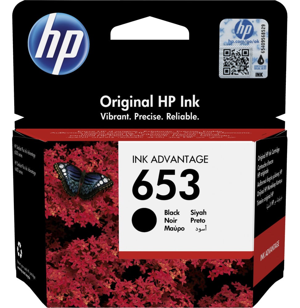 HP 653 NOIR - CARTOUCHE D'ENCRE HP D'ORIGINE INK ADVANTAGE (3YM75AE)