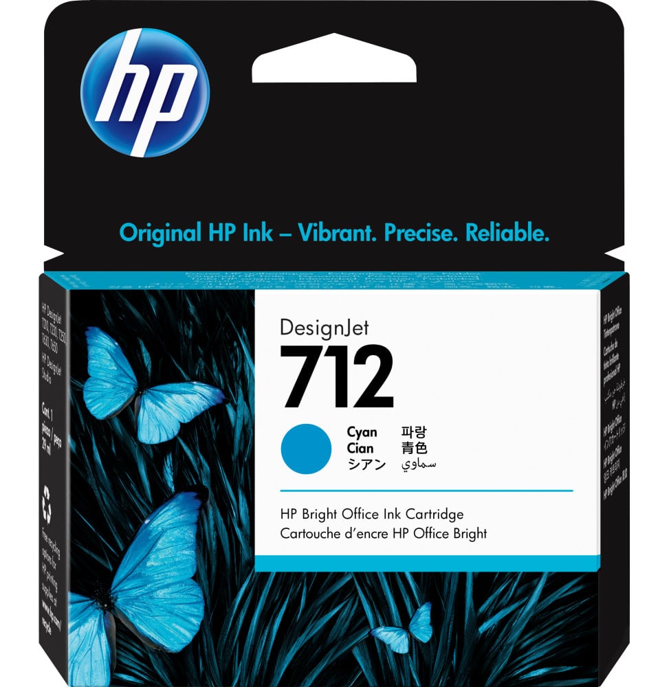 HP 712 CYAN - CARTOUCHE D'ENCRE HP D'ORIGINE (3ED67A)