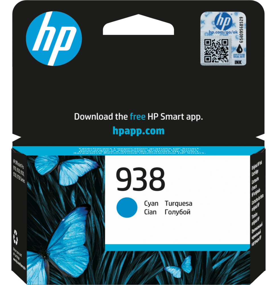 HP 938 CYAN - CARTOUCHE D'ENCRE HP D'ORIGINE (4S6X5PE)