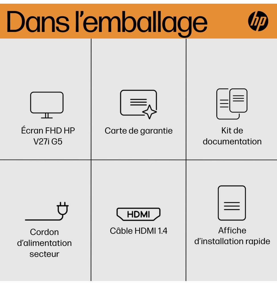HP ÉCRAN FHD V27I G5 ÉCRAN FHD HP V27I G5 (65P64AA)