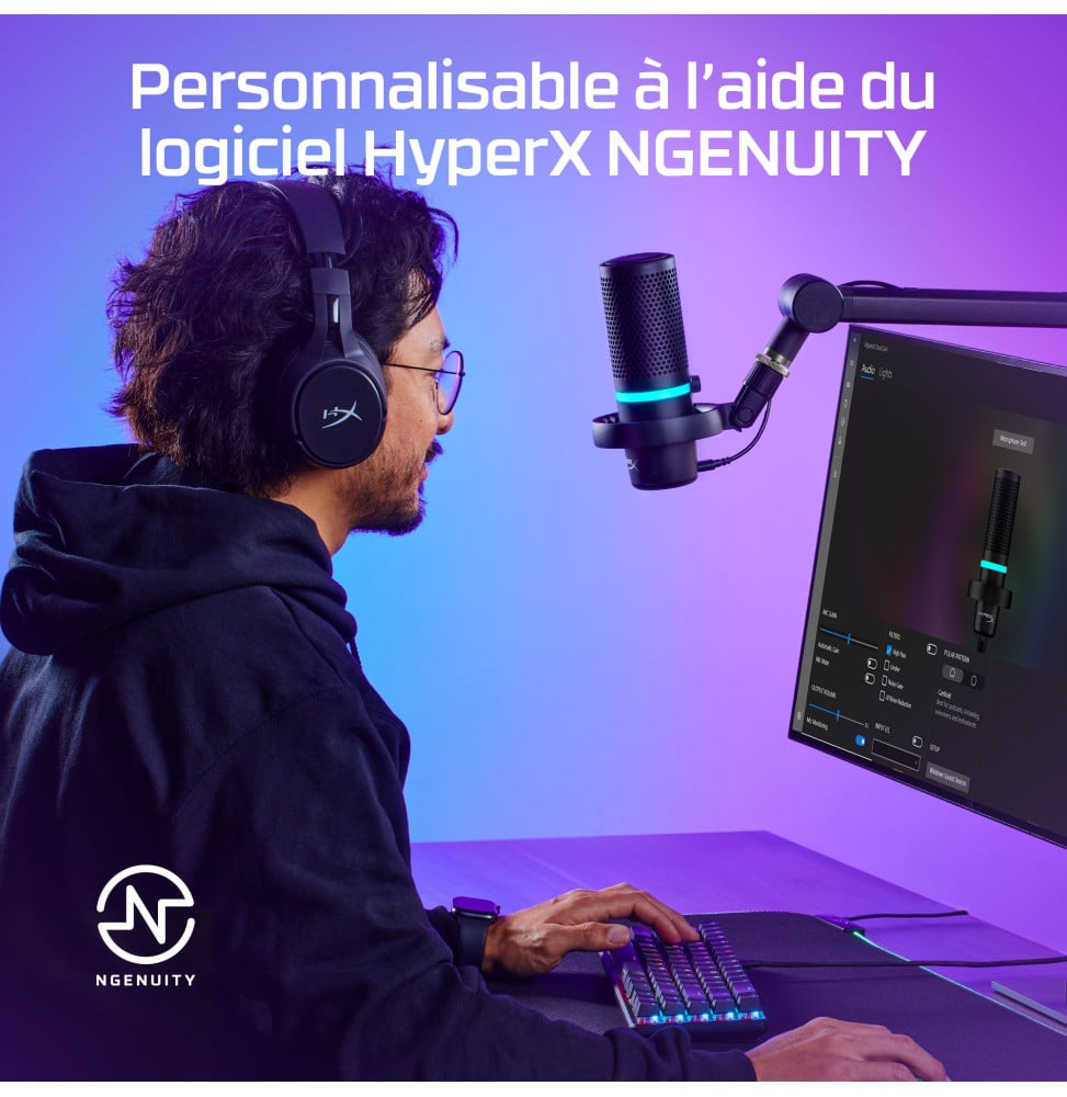 MICROPHONE USB – ÉCLAIRAGE RGB HYPERX DUOCAST (4P5E2AA)