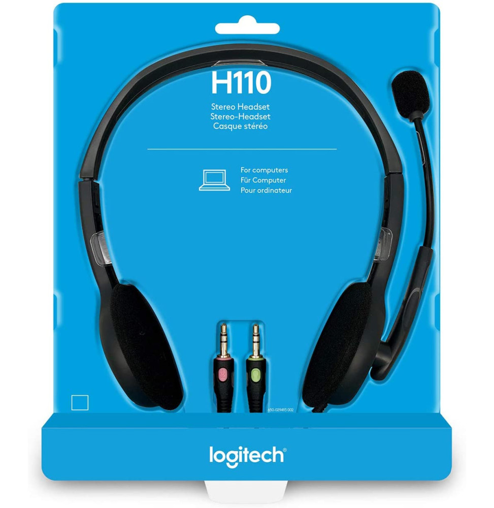 CASQUE STÉRÉO LOGITECH H110 - JACK 3,5 MM (981-000271)