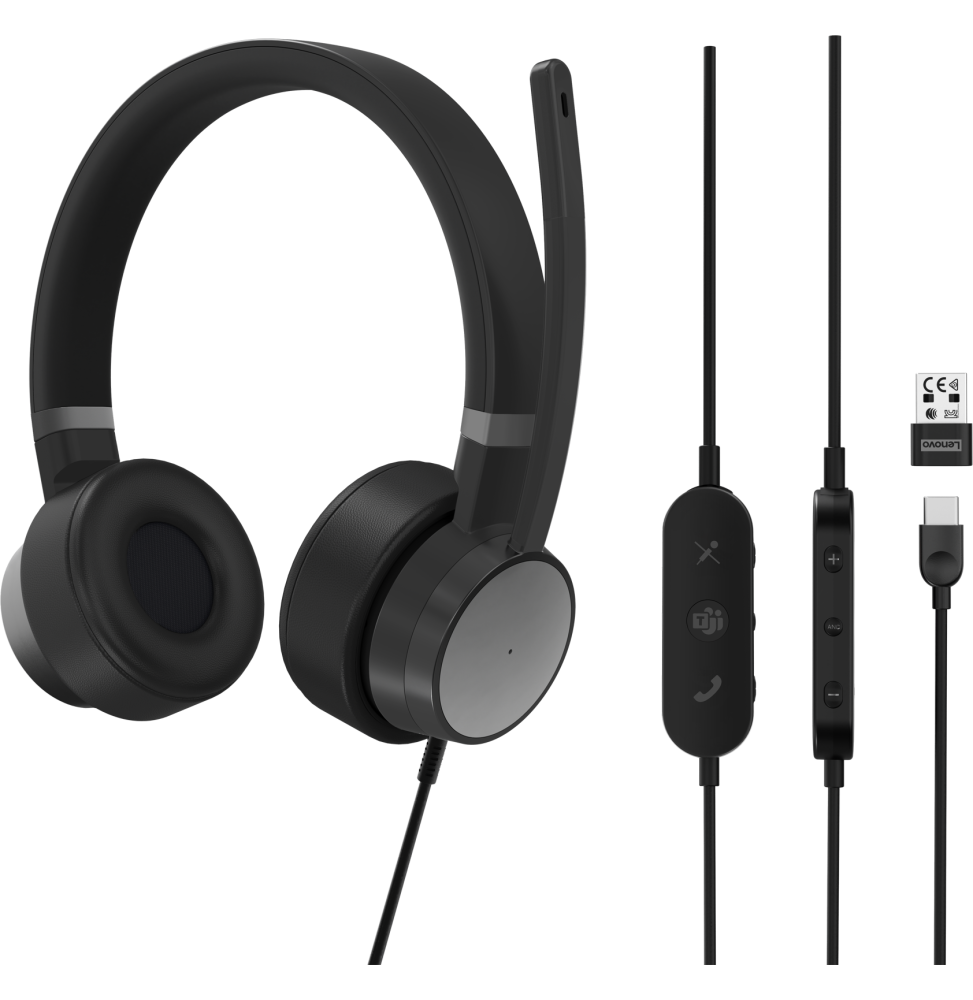 MICRO-CASQUE FILAIRE LENOVO GO ANC (MS TEAMS) - USB (4XD1C99223)