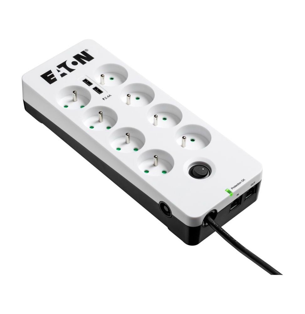 MULTIPRISE PARASURTENSEUR EATON BOÎTIER DE PROTECTION PB8TUF 8 PRISES AVEC 2 PORTES DE TÉLÉPHONE