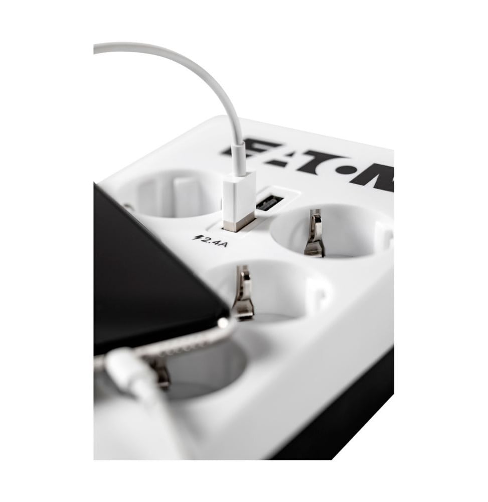 MULTIPRISE PARASURTENSEUR EATON BOÎTIER DE PROTECTION PB8TUF 8 PRISES AVEC 2 PORTES DE TÉLÉPHONE