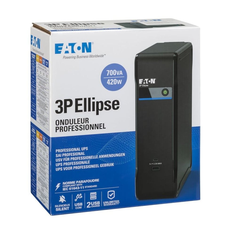 ONDULEUR OFF-LINE EATON 3P ELLIPSE 3P700UF - 420 W / 700 VA - 4 PRISES FR + USB
