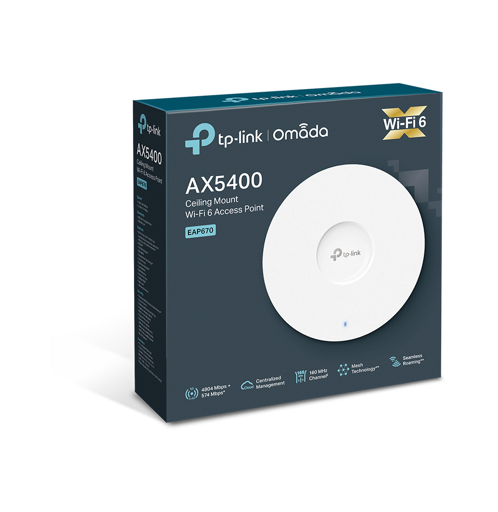 POINT D'ACCÈS WIFI 6 TP-LINK AX5400 BI-BANDE PLAFONNIER (EAP670)