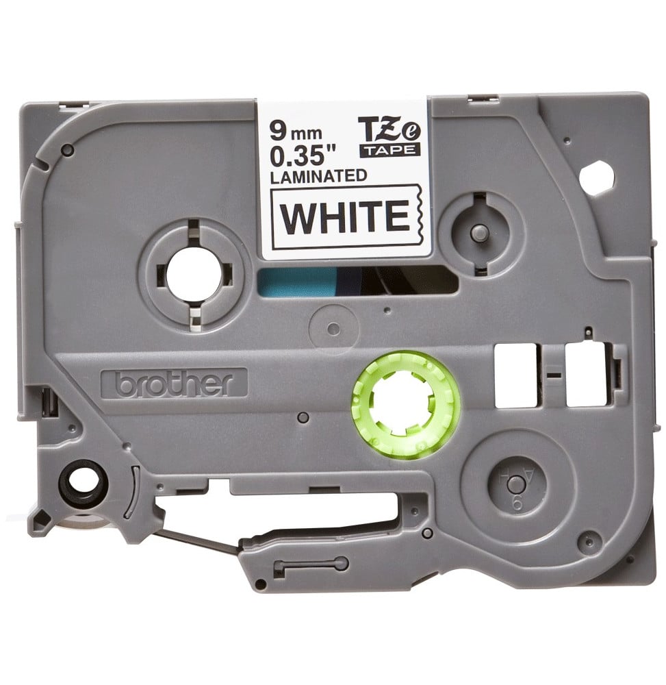 CASSETTE À RUBAN BROTHER TZE-221 - NOIR SUR BLANC, 9 MM DE LARGE / 8 M DE LONG