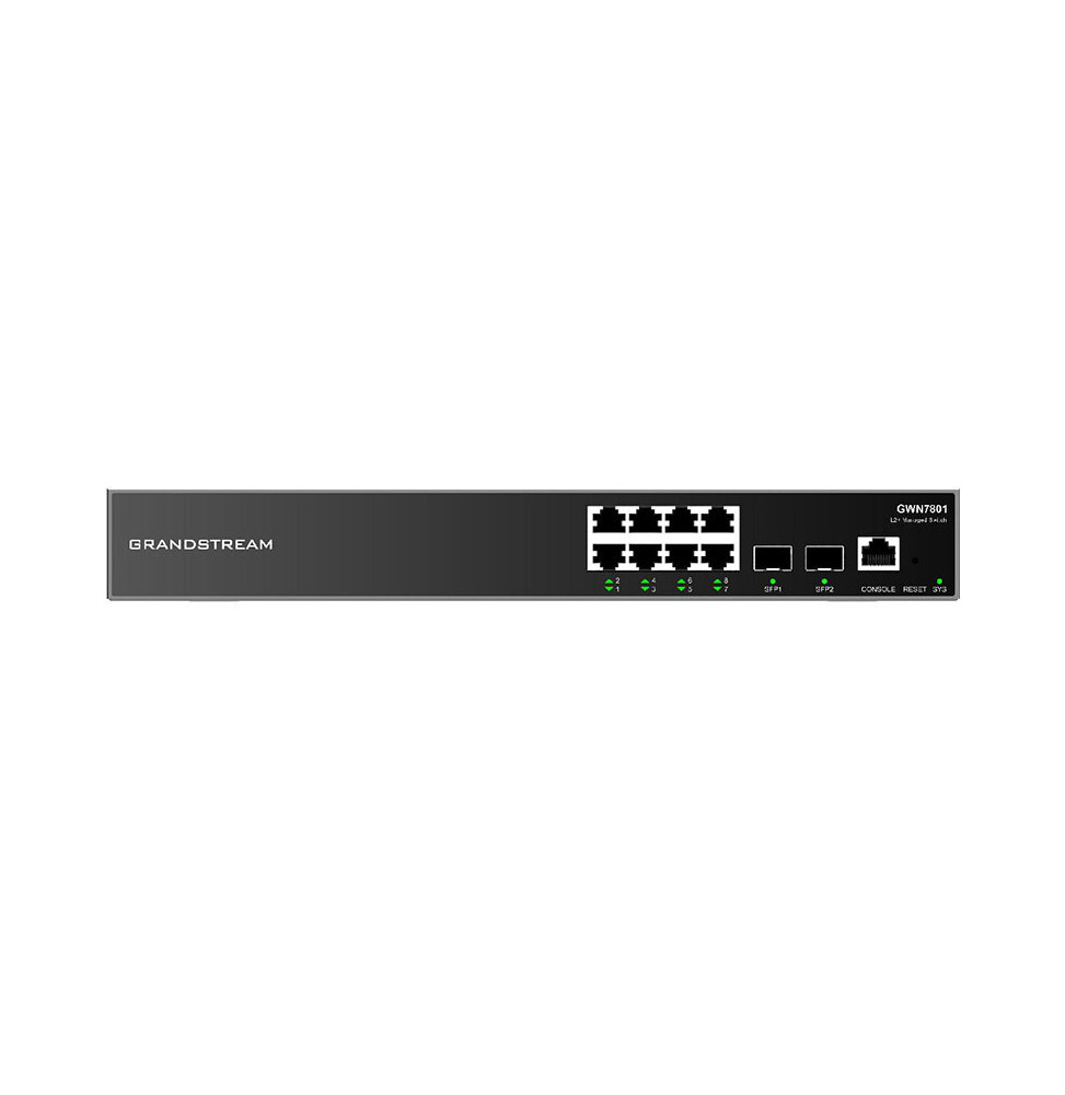 SWITCH ADMINISTRABLE NIVEAU 2+ GRANDSTREAM GWN7801 8 PORTS GIGABIT + 2 PORTS SFP