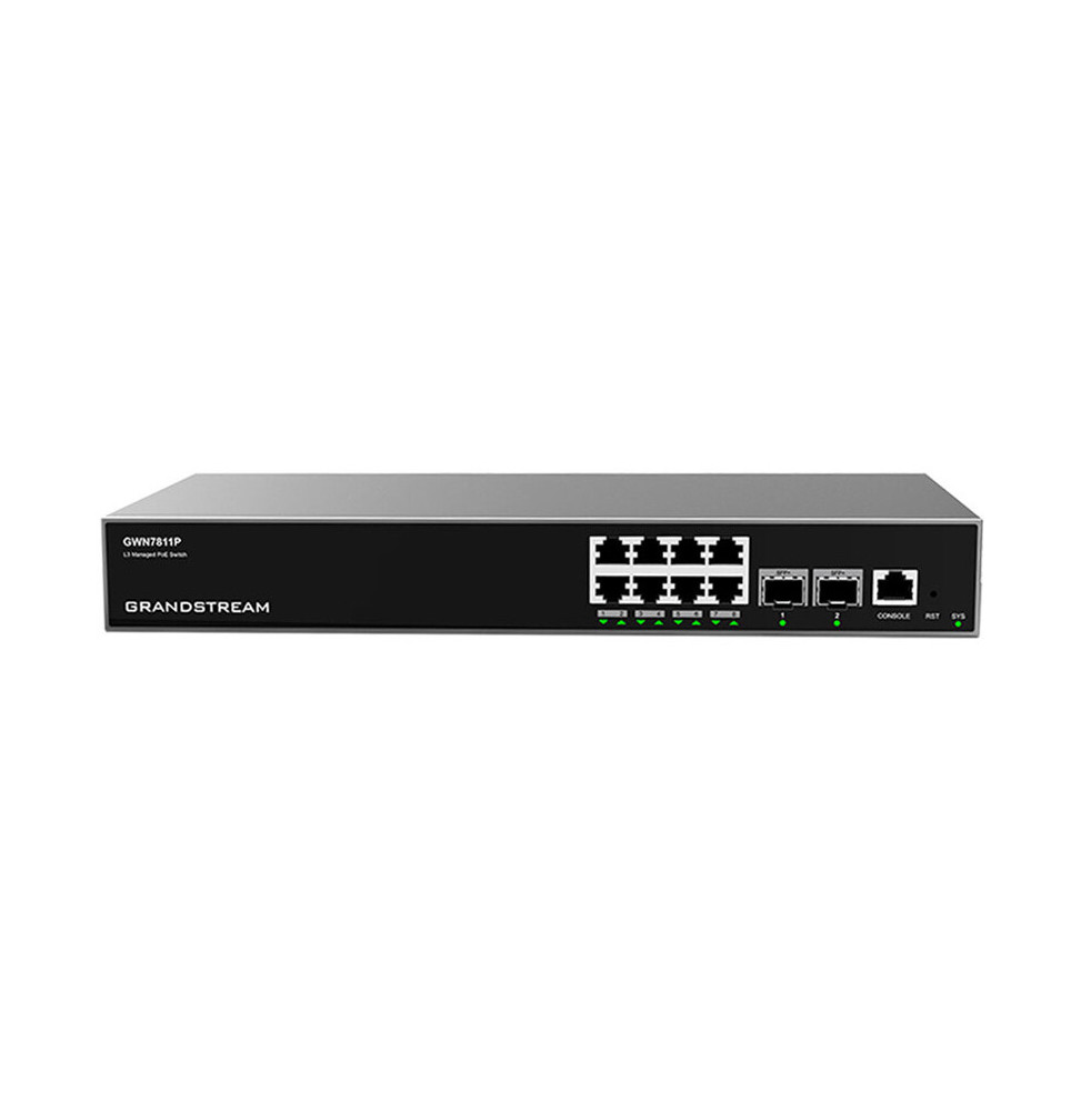 SWITCH ADMINISTRABLE NIVEAU 3 GRANDSTREAM GWN7811P - 8 PORTS POE GIGABIT / 2 PORTS SFP+