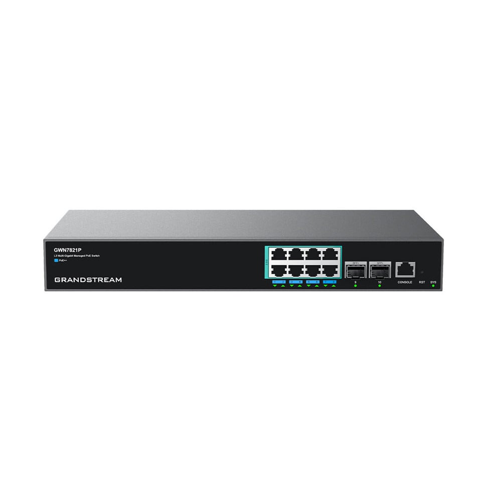 SWITCH ADMINISTRABLE NIVEAU 3 GRANDSTREAM GWN7821P - 8 PORTS POE GIGABIT / 2 PORTS SFP+