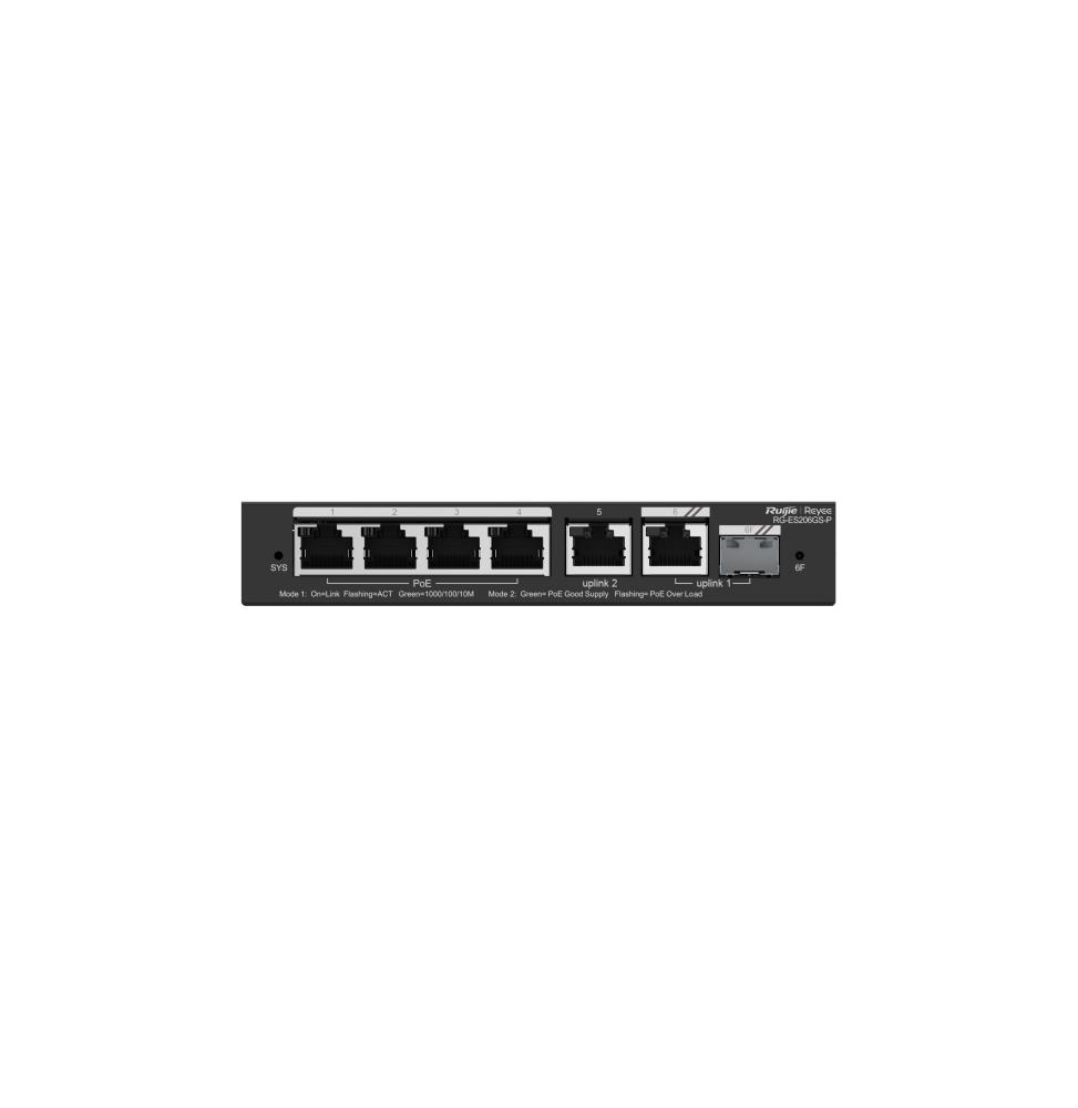 SWITCH ADMINISTRABLE REYEE RG-ES206GS-P 6 PORTS - 4 POE 54W