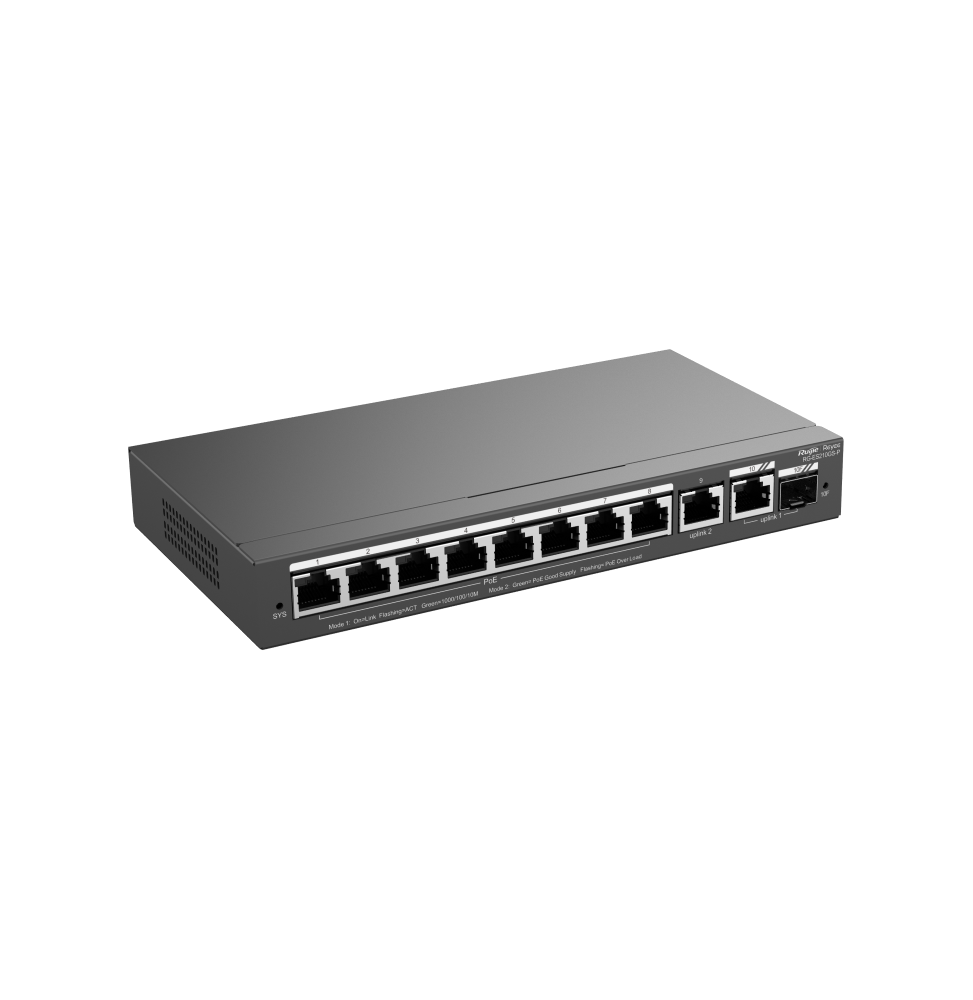 SWITCH ADMINISTRABLE REYEE RG-ES210GS-P 8 PORTS POE / 1 SFP 120W