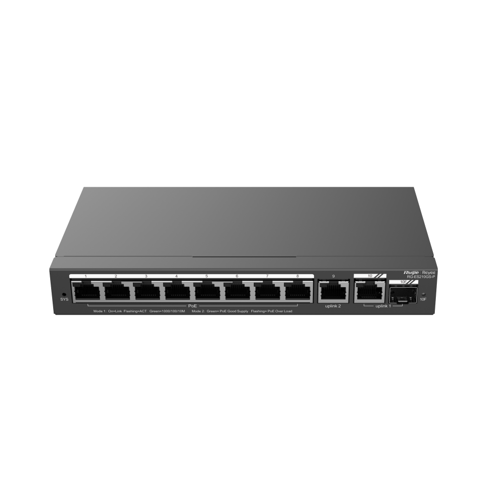 SWITCH ADMINISTRABLE REYEE RG-ES210GS-P 8 PORTS POE / 1 SFP 120W