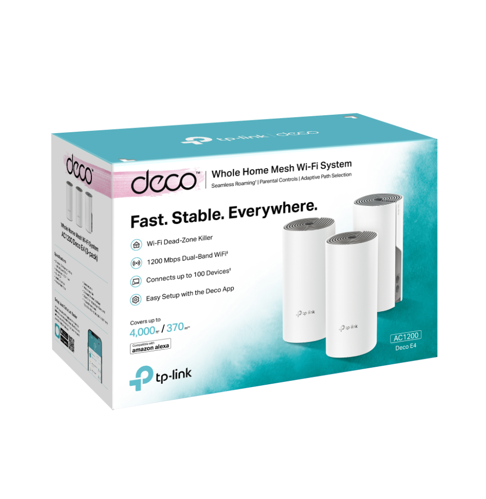 SYSTÈME MESH WIFI 5 TP-LINK DECO E4 AC1200 POUR TOUTE LA MAISON 3 PACKS (DECOE4_3-PACK)