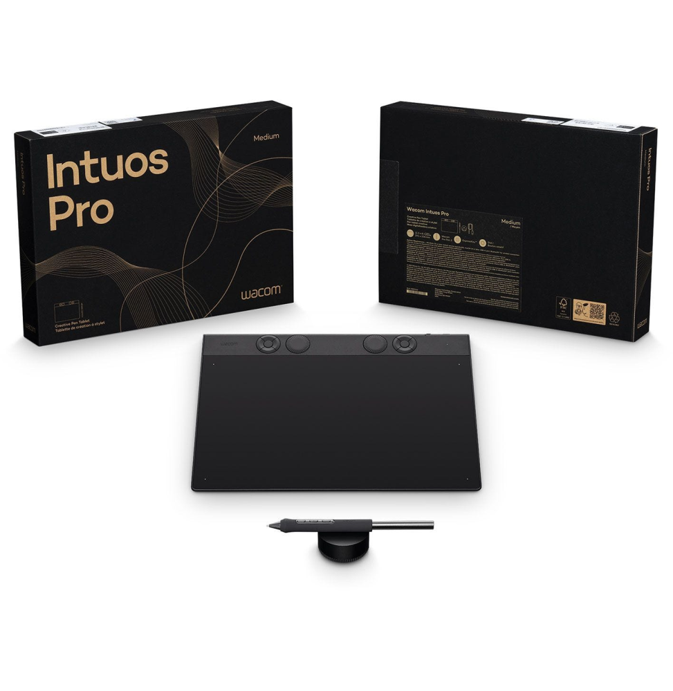 TABLETTE GRAPHIQUE À STYLET WACOM INTUOS PRO MEDIUM - BLUETOOTH (PTK670K0B)